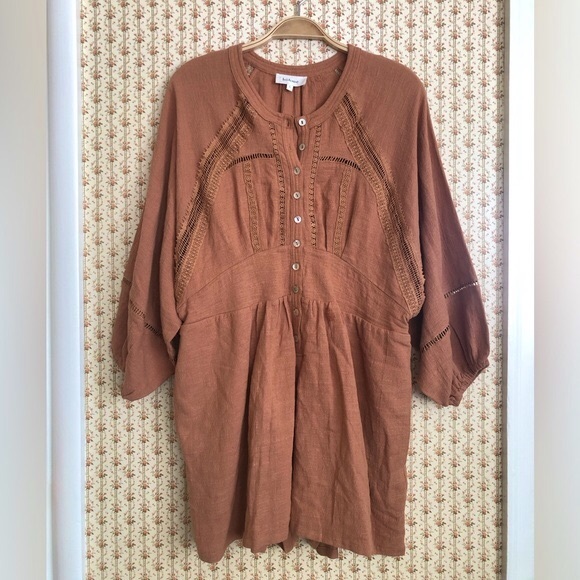 Bohme Campbell Cotton Boho Romper in Russet Brown | Large - Picture 4 of 8